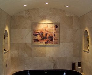 Tumbled marble Tile Mural Installations Bathroom