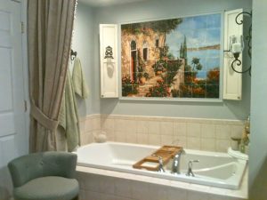 Tumbled Marble tile Mural Installations Bathroom