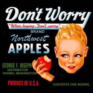 Fruit Crate Labels transferred onto tiles