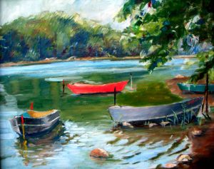 Water scenes transferred onto tiles to create rile murals