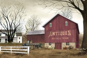 Antique-Barn transferred onto tiles