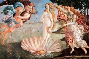 Botticelli Venus Americana art transferred onto tiles