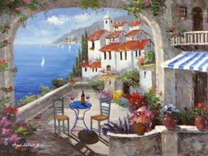 Mediterranean landscapes can be transferred onto tiles for indoors and outdoors,walls,floors,pools,countertops.