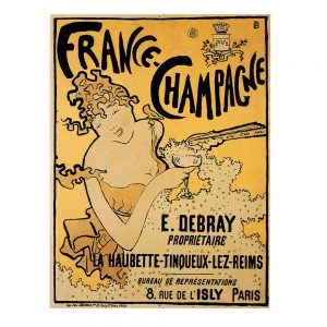 Vintage champagne transferred onto tiles