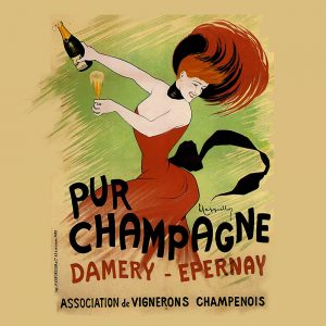 Vintage Champagne label transferred onto tiles