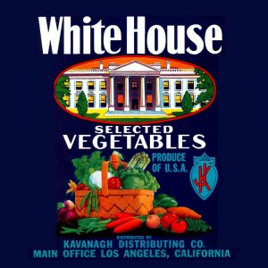 WHITE HOUSE Vegetables Crate Label Kavanagh Co. CA Los Angeles