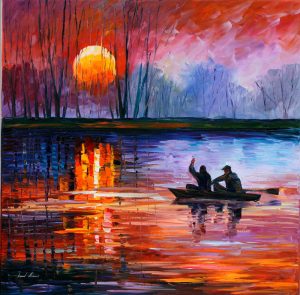 Fishing paintings transferred onto tiles to create rile murals