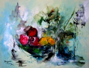 Floral Still Life Paintings transferred onto tiles