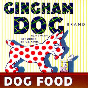 Grocery dog Labels transferred onto tiles