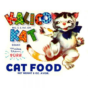 Grocery cat Labels transferred onto tiles