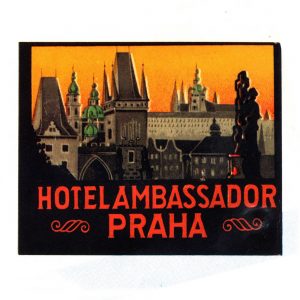 Vintage Hotel and transportation transferred onto tiles