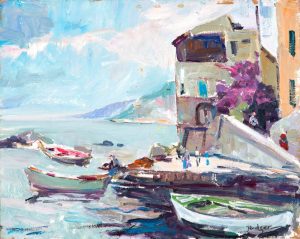 Italian Water scenes transferred onto tiles to create rile murals