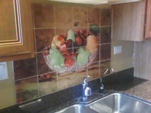 Fruit Bowl transferred onto marble for kitchen backsplash
