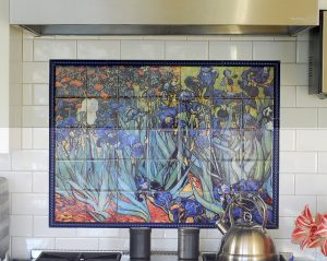 Van Gogh transferred onto marble for kitchen backsplash