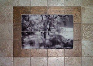 Tree transferred onto marble for kitchen backsplash