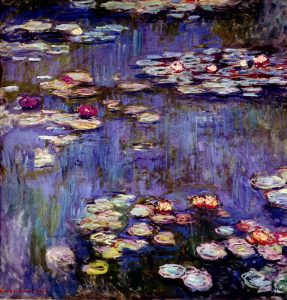 Monet Waterlilies paintings transferred onto tiles to create rile murals