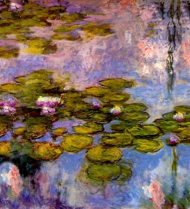Monet Waterlilies paintings transferred onto tiles to create rile murals