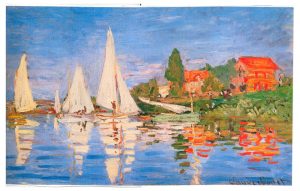 Water scenes by Monet transferred onto tiles to create rile murals