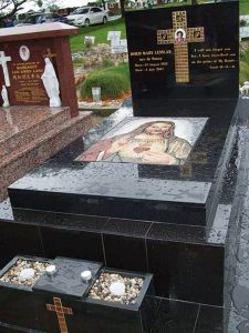 Religious Mosaic installation in cemetery