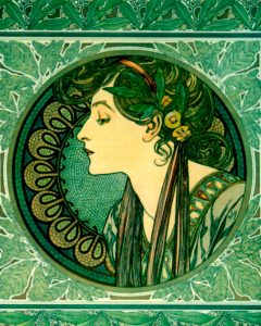 Mucha artwork Americana art transferred onto tiles