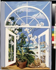 Window and Water scenes transferred onto tiles to create rile murals