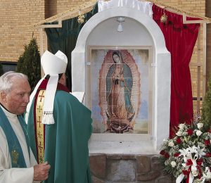 Lady of Guadalupe tile mural for the outdoor niche in Church
