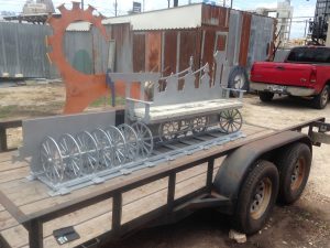 Bench designed by James Wyatt Hendricks-- I created the outdoor tiles