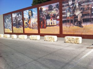 artwork transferred onto tiles for an outdoor Wall