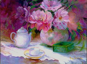 Floral Still Life Paintings transferred onto tiles