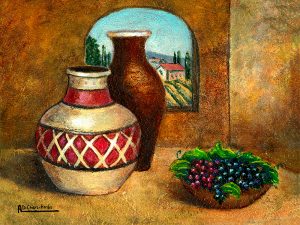 Pottery Still Life Paintings transferred onto tiles