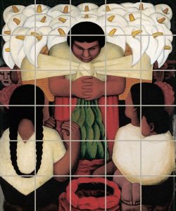 Diego Rivera Americana art transferred onto tiles