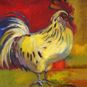 Rooster painting to be transferred on tiles