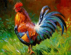 Rooster painting to be transferred on tiles