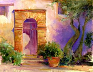 Street scenes transferred onto tiles