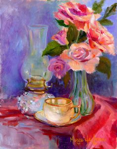 Roses Still Life Paintings transferred onto tiles