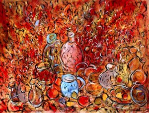 Abstract Still Life Paintings transferred onto tiles