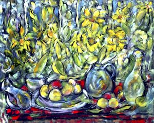 Abstract Fruit Still Life Paintings transferred onto tiles