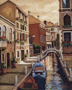 Venice painting transferred onto tiles