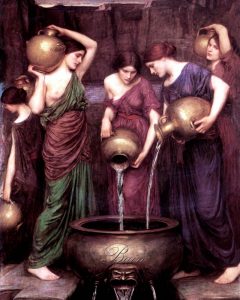 Waterhouse Danaiddes Americana art transferred onto tiles