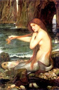 Waterhouse mermaid Americana art transferred onto tiles