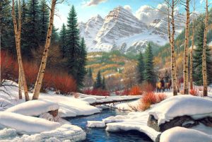 Winter Mountain View landscapes can be transferred onto tiles for indoors and outdoors,walls,floors,pools,countertops.
