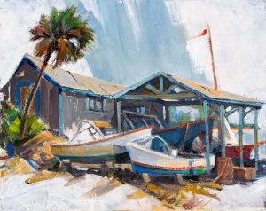 Boatyard transferred onto tiles to create rile murals