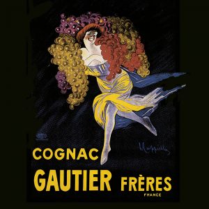 Cognac labels transferred onto tiles