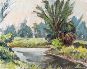 Everglade painting transferred onto tiles to create rile murals