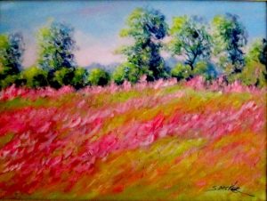 Pink Flowers landscapes can be transferred onto tiles for indoors and outdoors,walls,floors,pools,countertops.