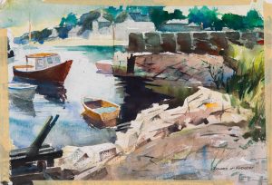 Water scenes transferred onto tiles to create rile murals