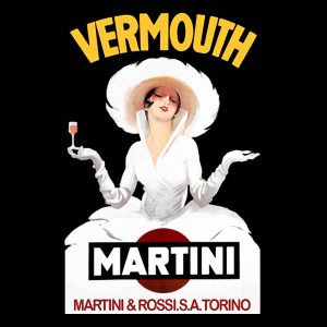 Vermouth Martini poster transferred onto tiles