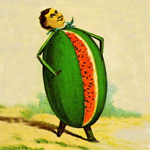 Veggie People Watermelon Man transferred onto tiles